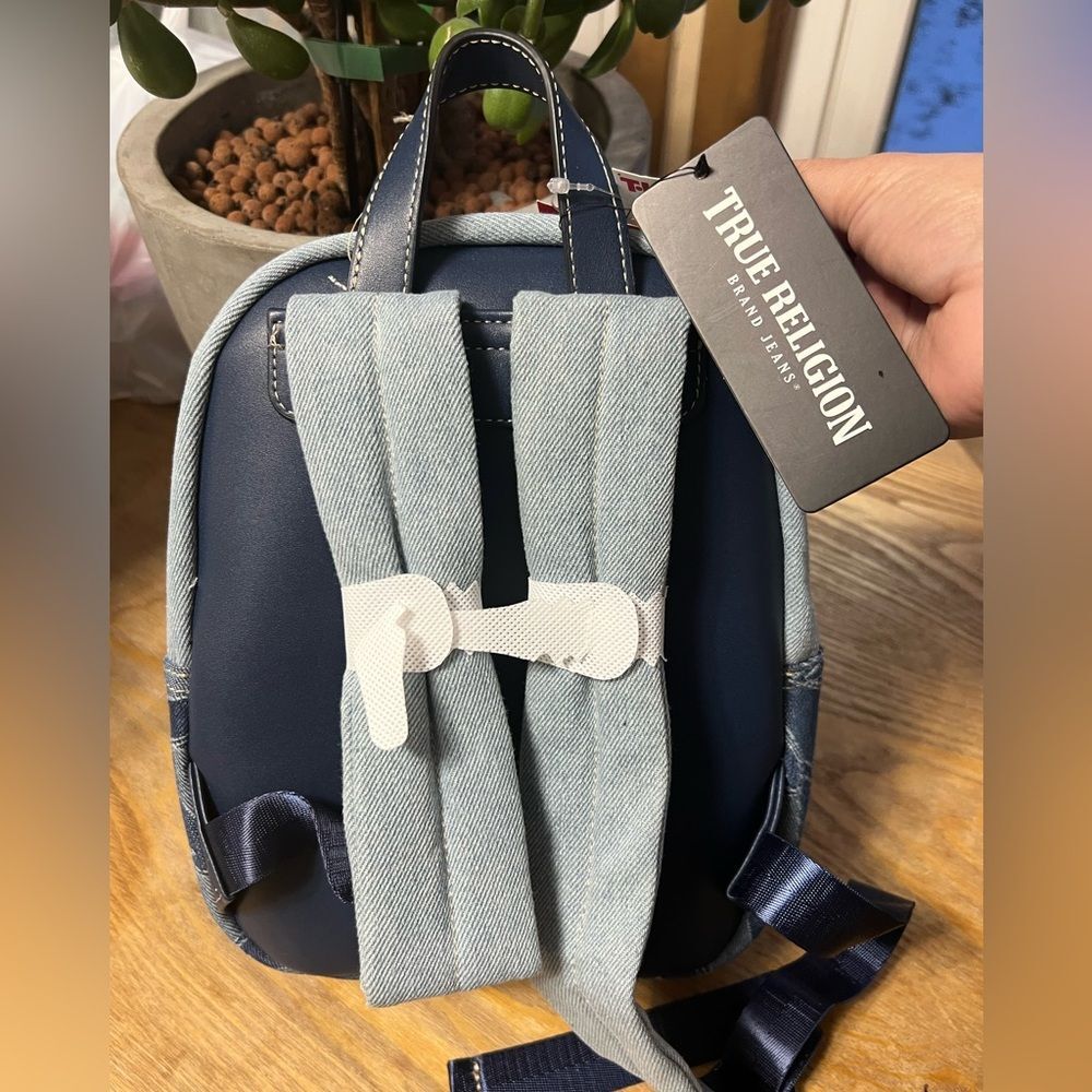 TRUE RELIGION Mini Denim Logo Backpack for Men and Women New - Picture 3 of 11